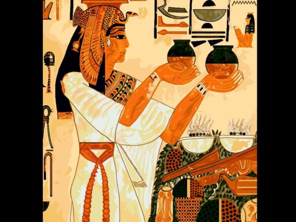 Egyptian Offering Scene Rug - Ancient Ritual Wall Tapestry