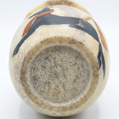 Hand-Carved Alabaster Jar with Anubis God