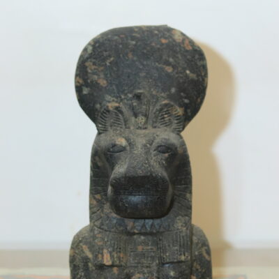 Hand-Carved Black Granite Statue - The Goddess Sekhmet