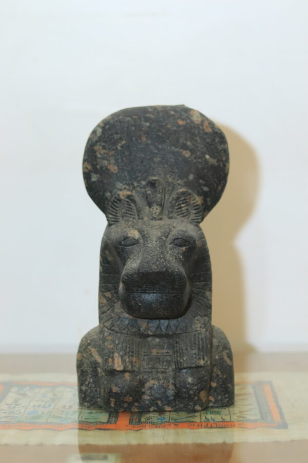 Hand-Carved Black Granite Statue - The Goddess Sekhmet
