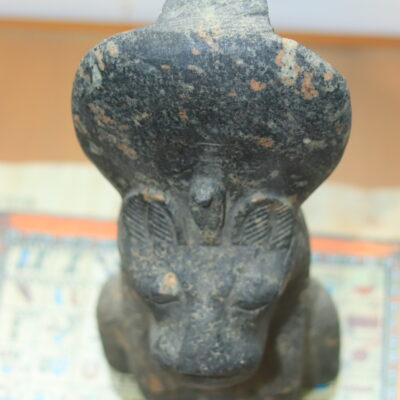 Hand-Carved Black Granite Statue - The Goddess Sekhmet