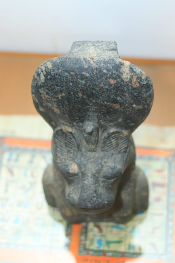 Hand-Carved Black Granite Statue - The Goddess Sekhmet
