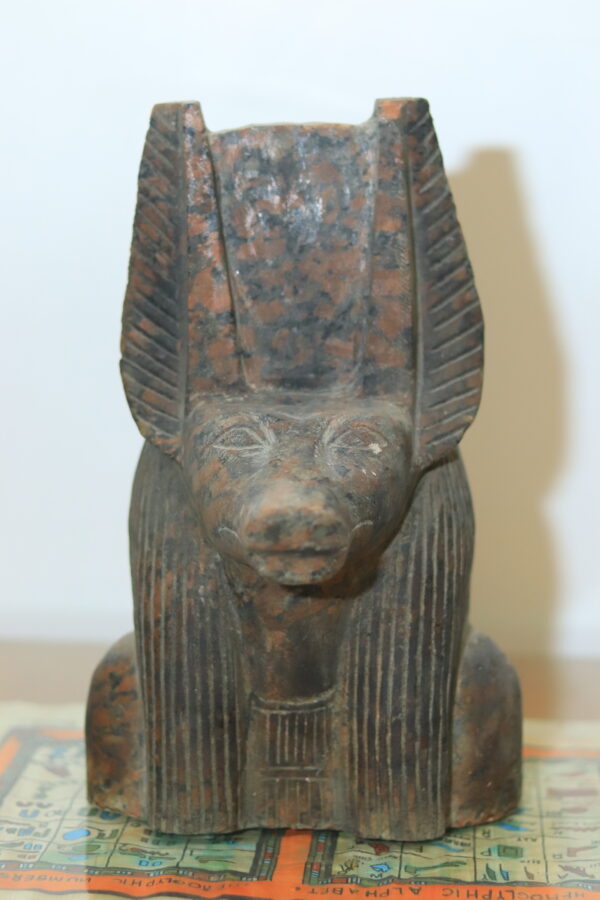 Hand-Carved Red Granite Statue - The God Set