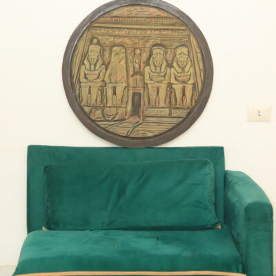 Hand-Carved Wooden Wall Plaque - Abu Simbel Temple Facade
