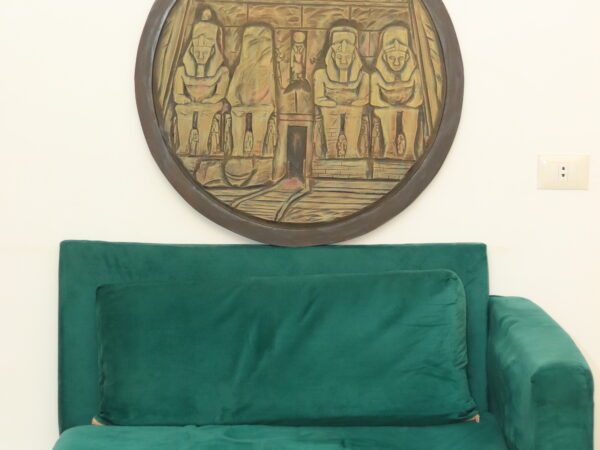 Hand-Carved Wooden Wall Plaque - Abu Simbel Temple Facade