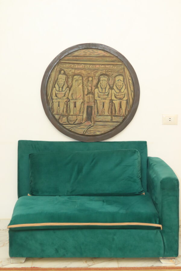 Hand-Carved Wooden Wall Plaque - Abu Simbel Temple Facade