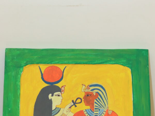 Hand-Painted Wooden Wall Art - Hathor Giving Life to Seti I