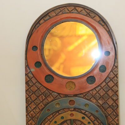 Hand-Carved & Painted Wooden Mirror - Nubian Inspired Design