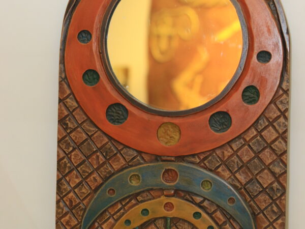 Hand-Carved & Painted Wooden Mirror - Nubian Inspired Design
