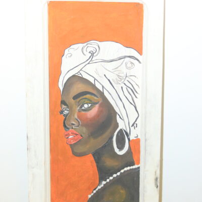 Hand-Painted Wooden Wall Art - "The Nubian Gaze" Portrait