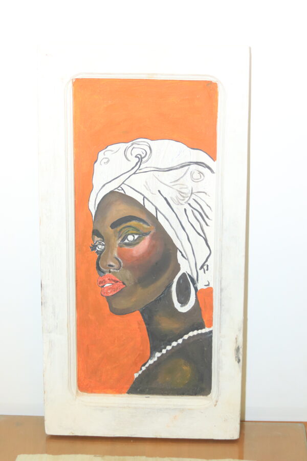 Hand-Painted Wooden Wall Art - "The Nubian Gaze" Portrait