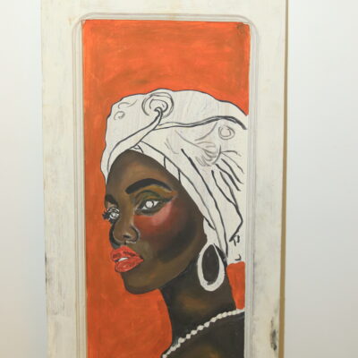 Hand-Painted Wooden Wall Art - "The Nubian Gaze" Portrait