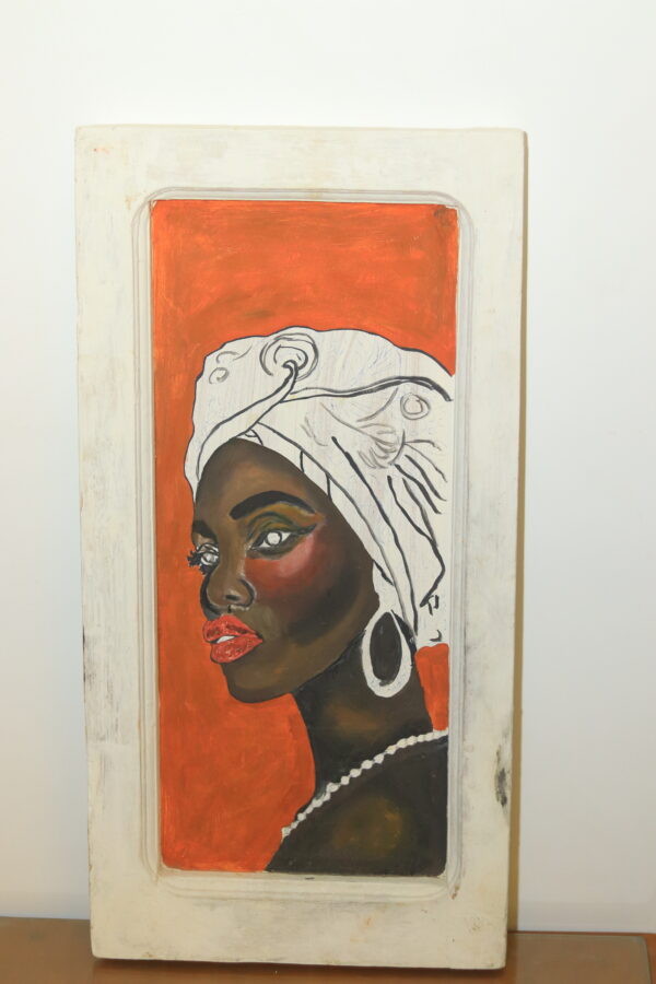Hand-Painted Wooden Wall Art - "The Nubian Gaze" Portrait