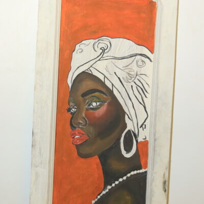 Hand-Painted Wooden Wall Art - "The Nubian Gaze" Portrait