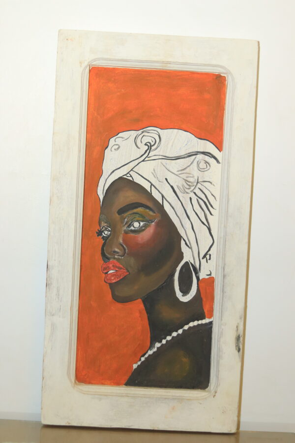 Hand-Painted Wooden Wall Art - "The Nubian Gaze" Portrait