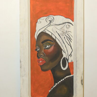 Hand-Painted Wooden Wall Art - "The Nubian Gaze" Portrait