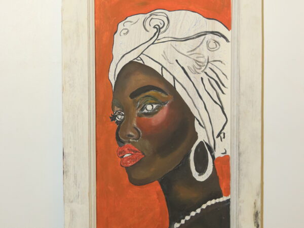 Hand-Painted Wooden Wall Art - "The Nubian Gaze" Portrait
