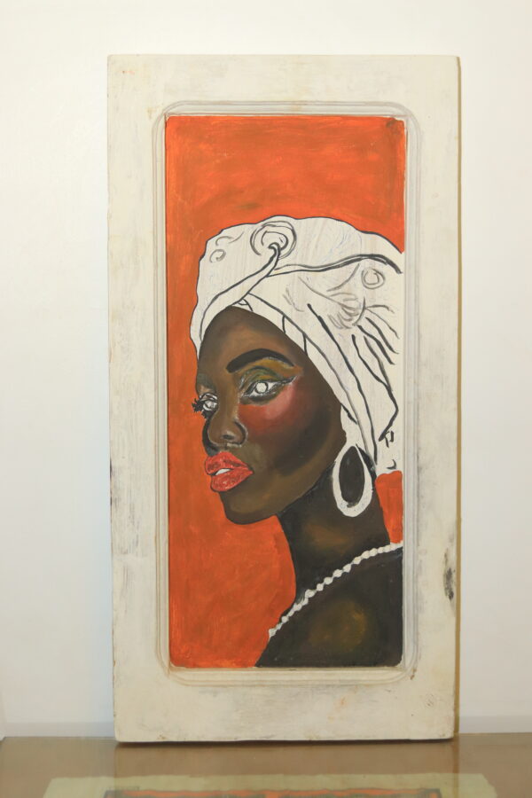 Hand-Painted Wooden Wall Art - "The Nubian Gaze" Portrait