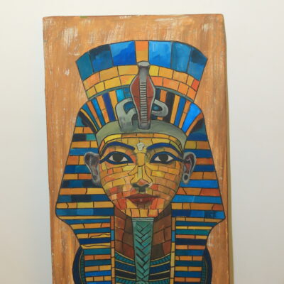Hand-Painted Wooden Wall Art - Tutankhamun's Golden Mask