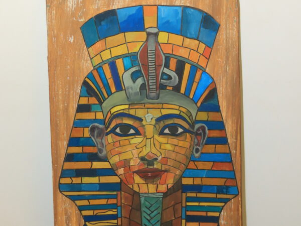 Hand-Painted Wooden Wall Art - Tutankhamun's Golden Mask