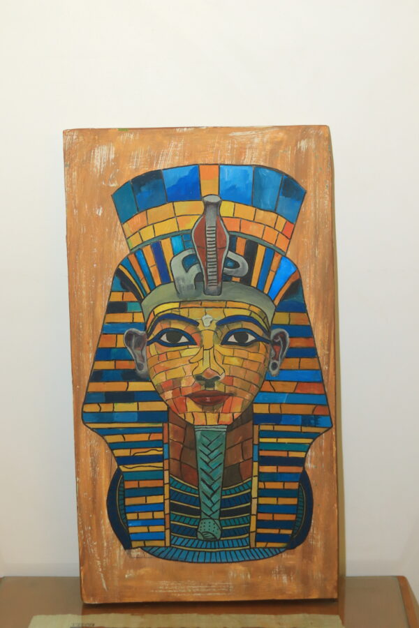 Hand-Painted Wooden Wall Art - Tutankhamun's Golden Mask