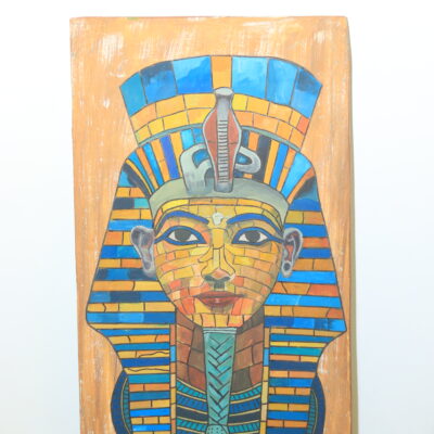 Hand-Painted Wooden Wall Art - Tutankhamun's Golden Mask