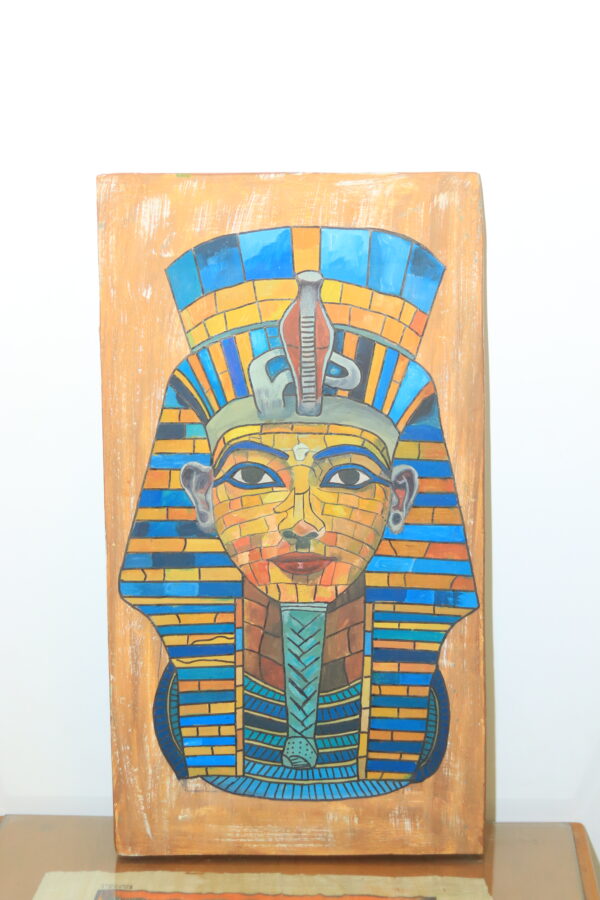 Hand-Painted Wooden Wall Art - Tutankhamun's Golden Mask