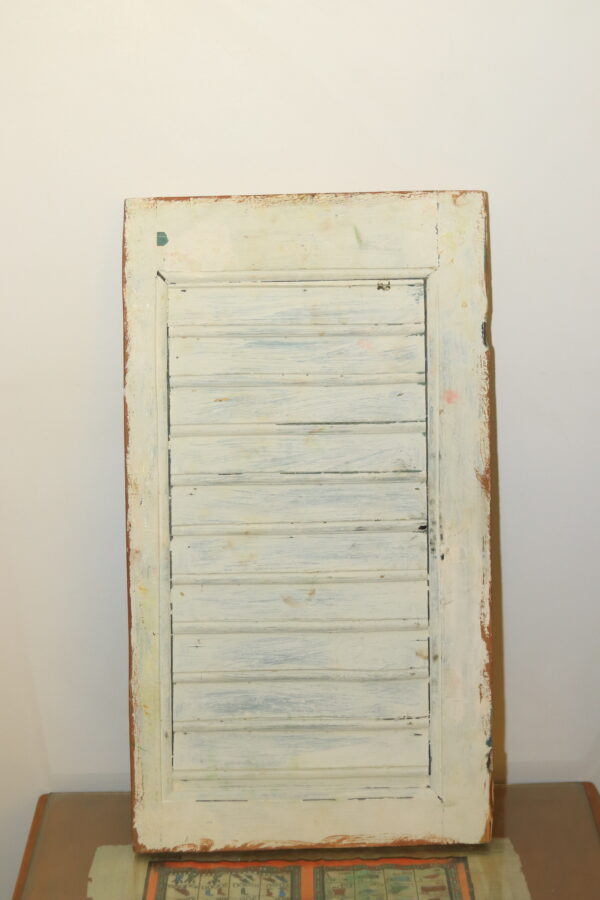"Shutter Queen" - Hand-Painted Tutankhamun Art on Reclaimed Wood