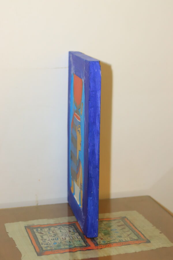Hand-Painted Wooden Plaque of Goddess Hathor