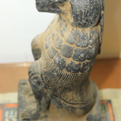 Hand-Carved Black Stone Statue of the Sacred Baboon