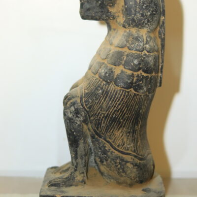 Hand-Carved Black Stone Statue of the Sacred Baboon