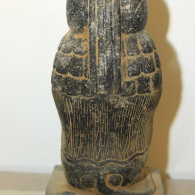 Hand-Carved Black Stone Statue of the Sacred Baboon