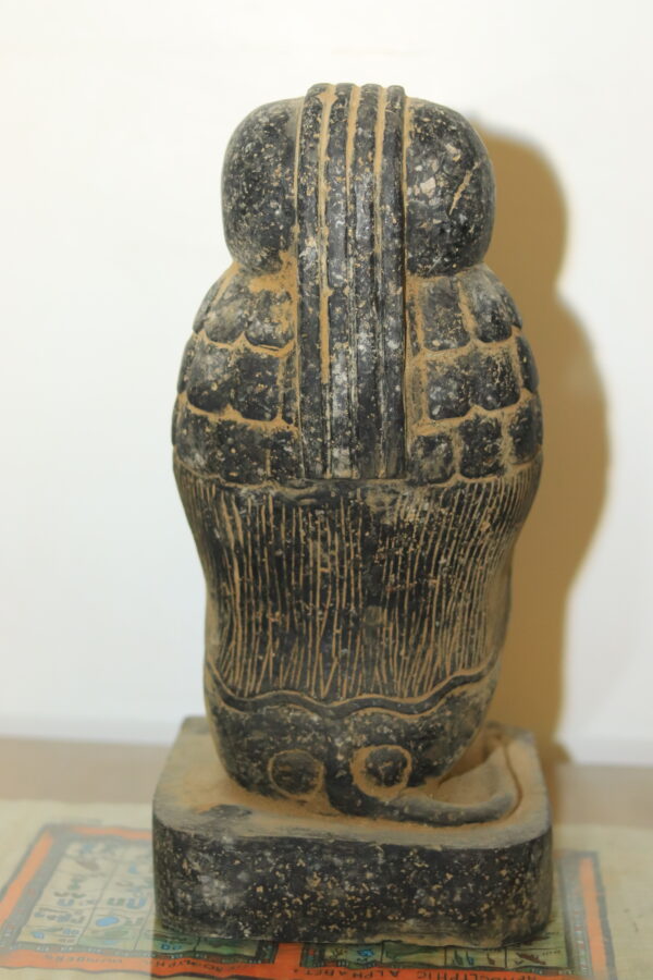 Hand-Carved Black Stone Statue of the Sacred Baboon