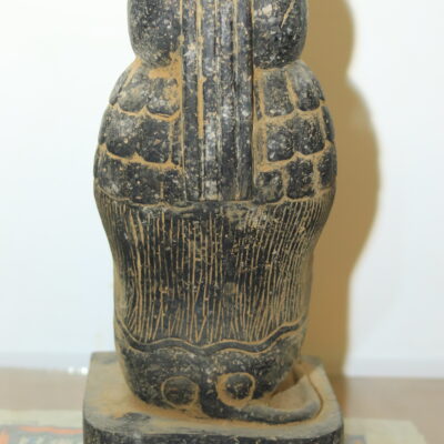 Hand-Carved Black Stone Statue of the Sacred Baboon