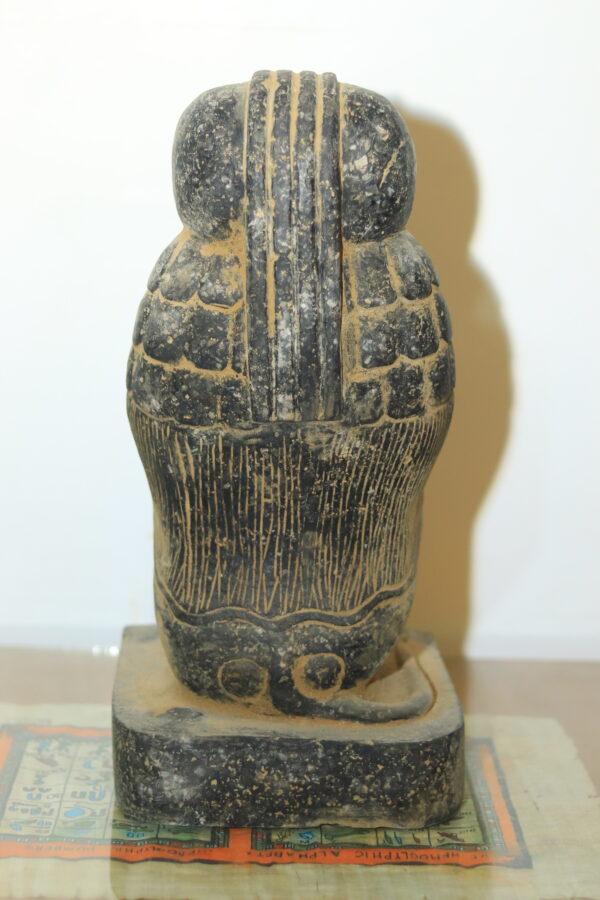 Hand-Carved Black Stone Statue of the Sacred Baboon