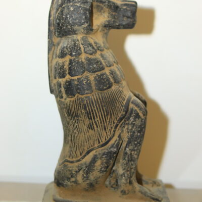 Hand-Carved Black Stone Statue of the Sacred Baboon