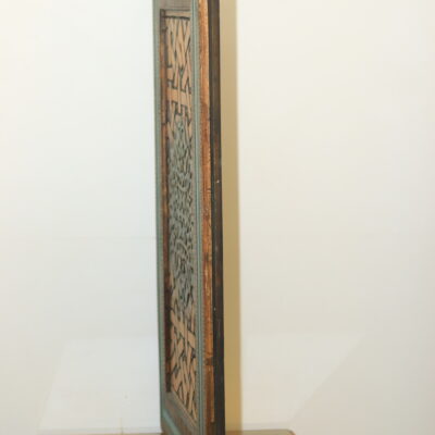 Hand-Carved Wooden Wall Panel - "Turquoise Arabesque" Design