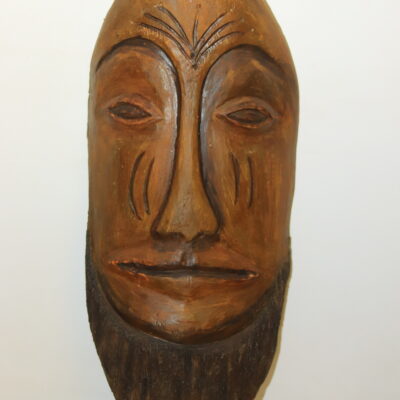 Hand-Carved African Tribal Mask with Beard
