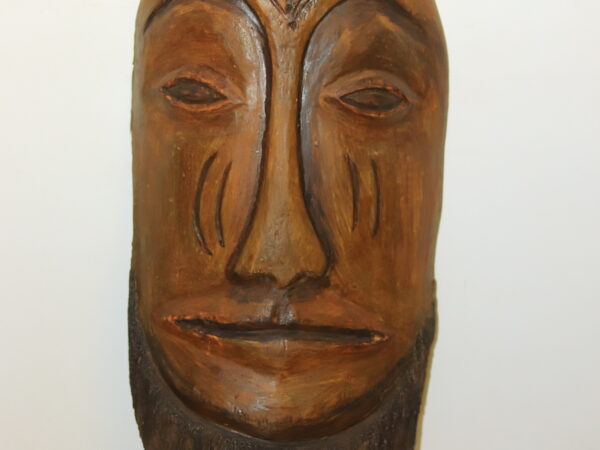 Hand-Carved African Tribal Mask with Beard