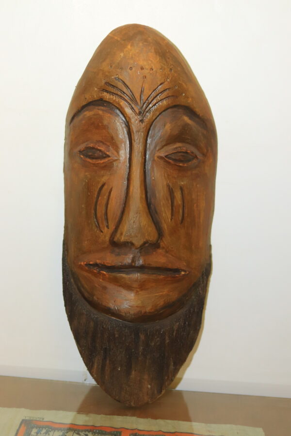 Hand-Carved African Tribal Mask with Beard