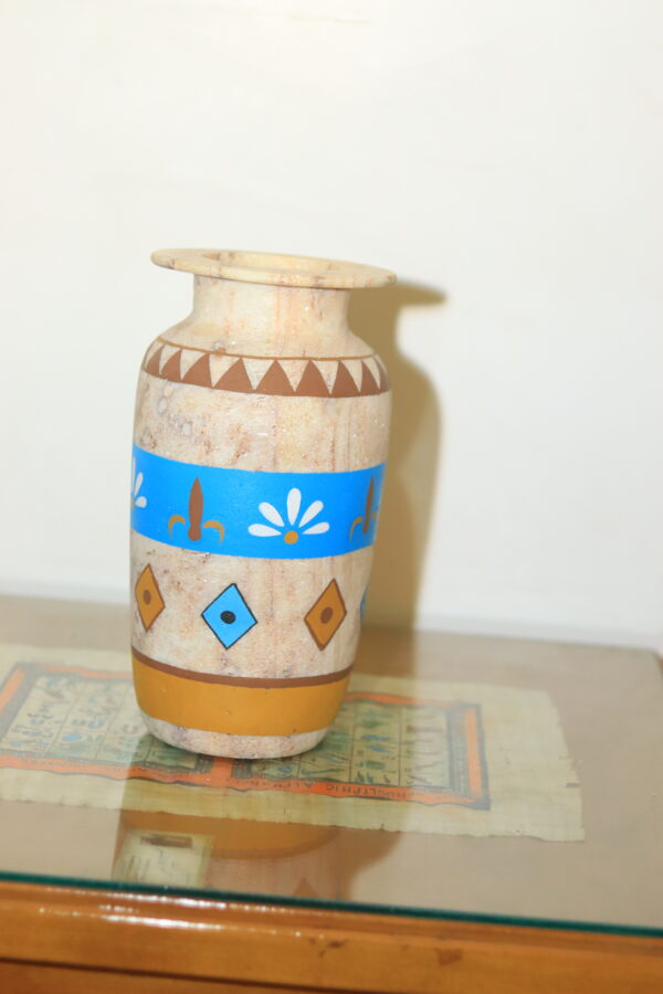 Hand-Painted Alabaster Vase - "Lotus" Design