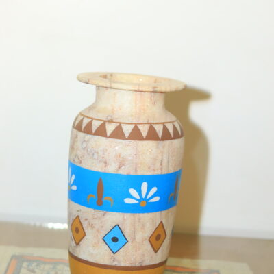 Hand-Painted Alabaster Vase - "Lotus" Design