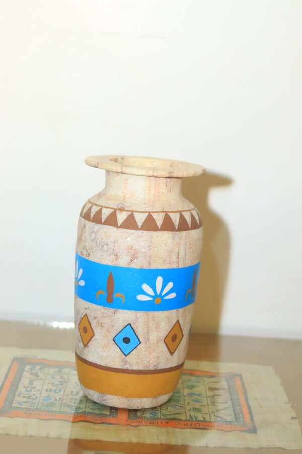 Hand-Painted Alabaster Vase - "Lotus" Design