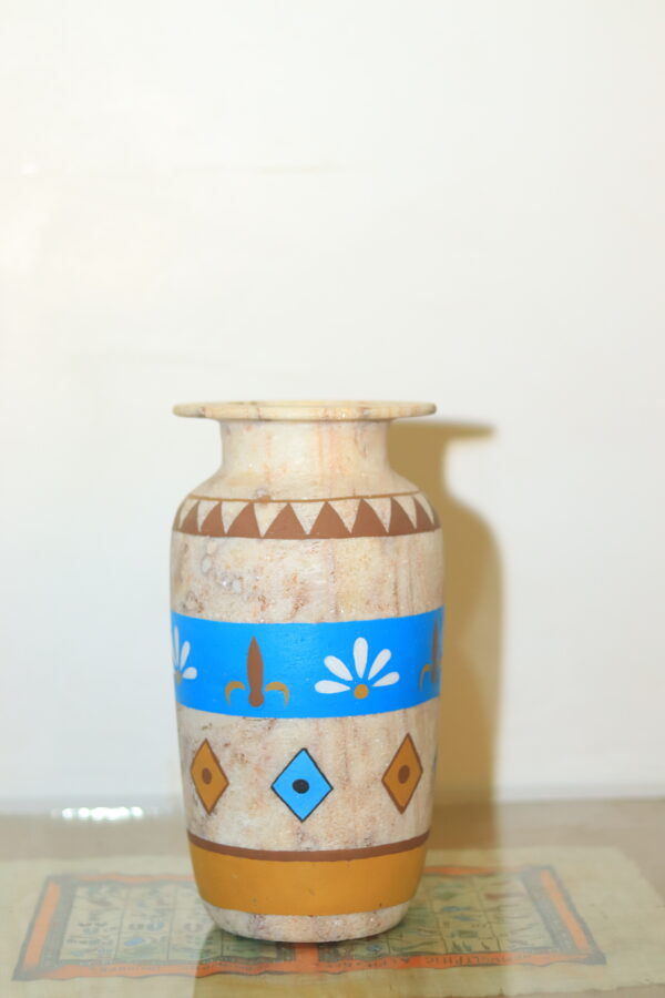 Hand-Painted Alabaster Vase - "Lotus" Design