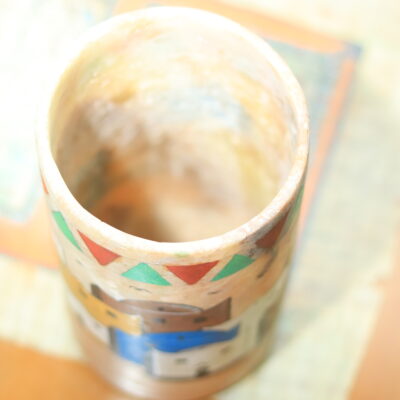 Hand-Painted Nubian Village Alabaster Vase