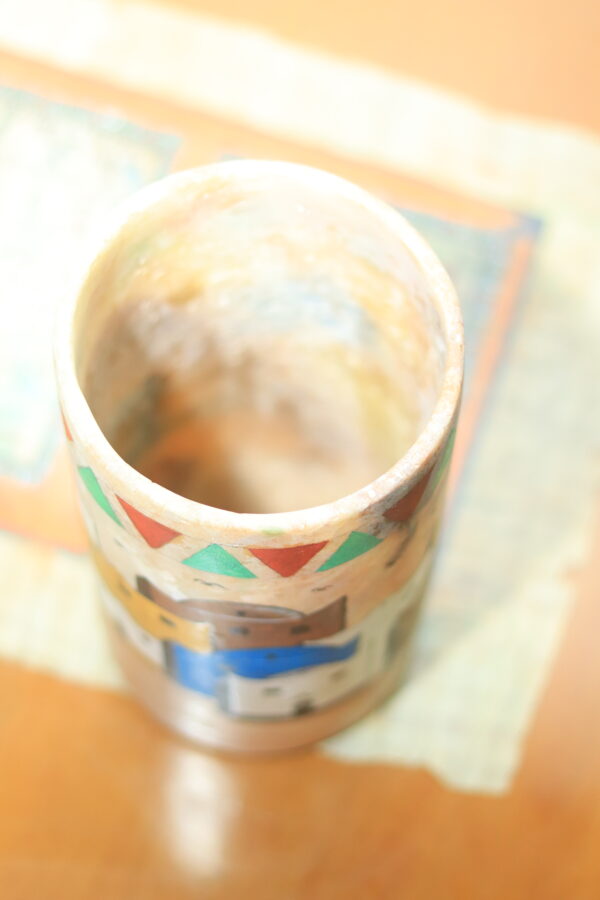 Hand-Painted Nubian Village Alabaster Vase