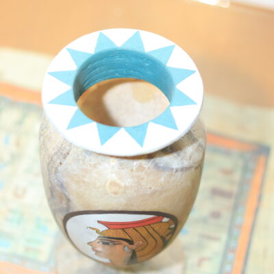 Hand-Carved Alabaster Vase with Queen Nefertiti