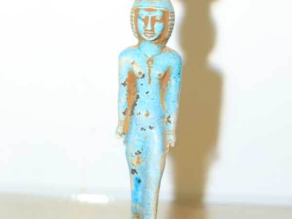 Hand-Carved Egyptian Statue of Goddess Hathor with Sistrum