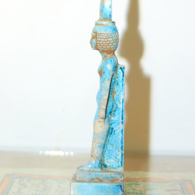 Hand-Carved Egyptian Statue of Goddess Hathor with Sistrum
