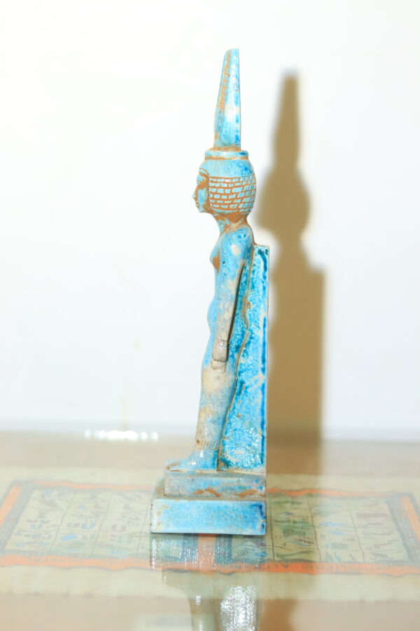 Hand-Carved Egyptian Statue of Goddess Hathor with Sistrum